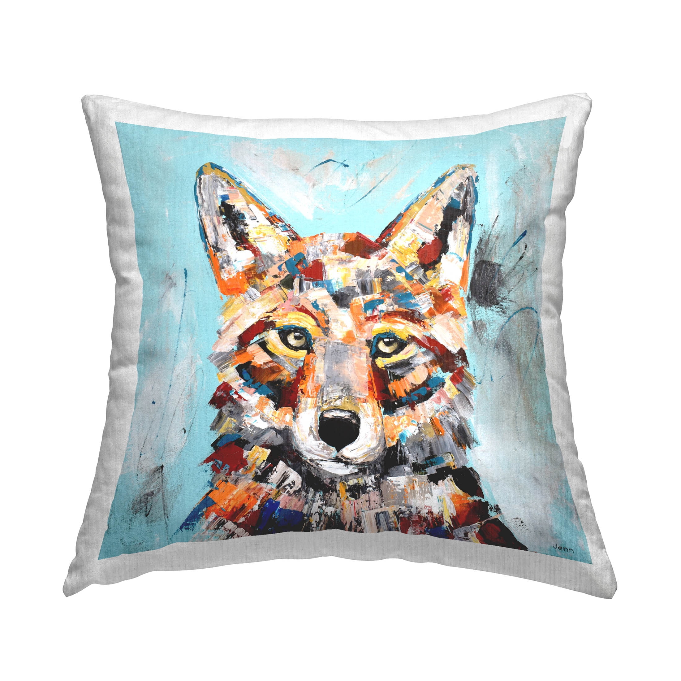Stupell Industries Bold Modern Coyote Portrait Printed Throw Pillow Design by Jen Seeley