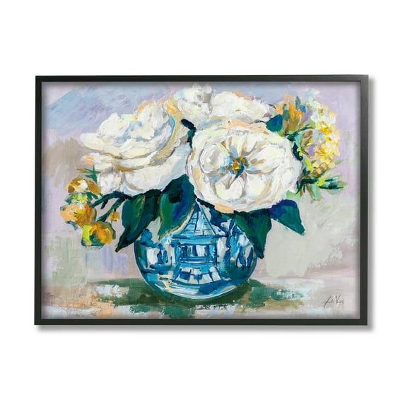 Stupell Industries Bold Modern Flower Bouquet Blossoms Painting Black Framed Art Print Wall Art, Design by Jeanette Vertentes