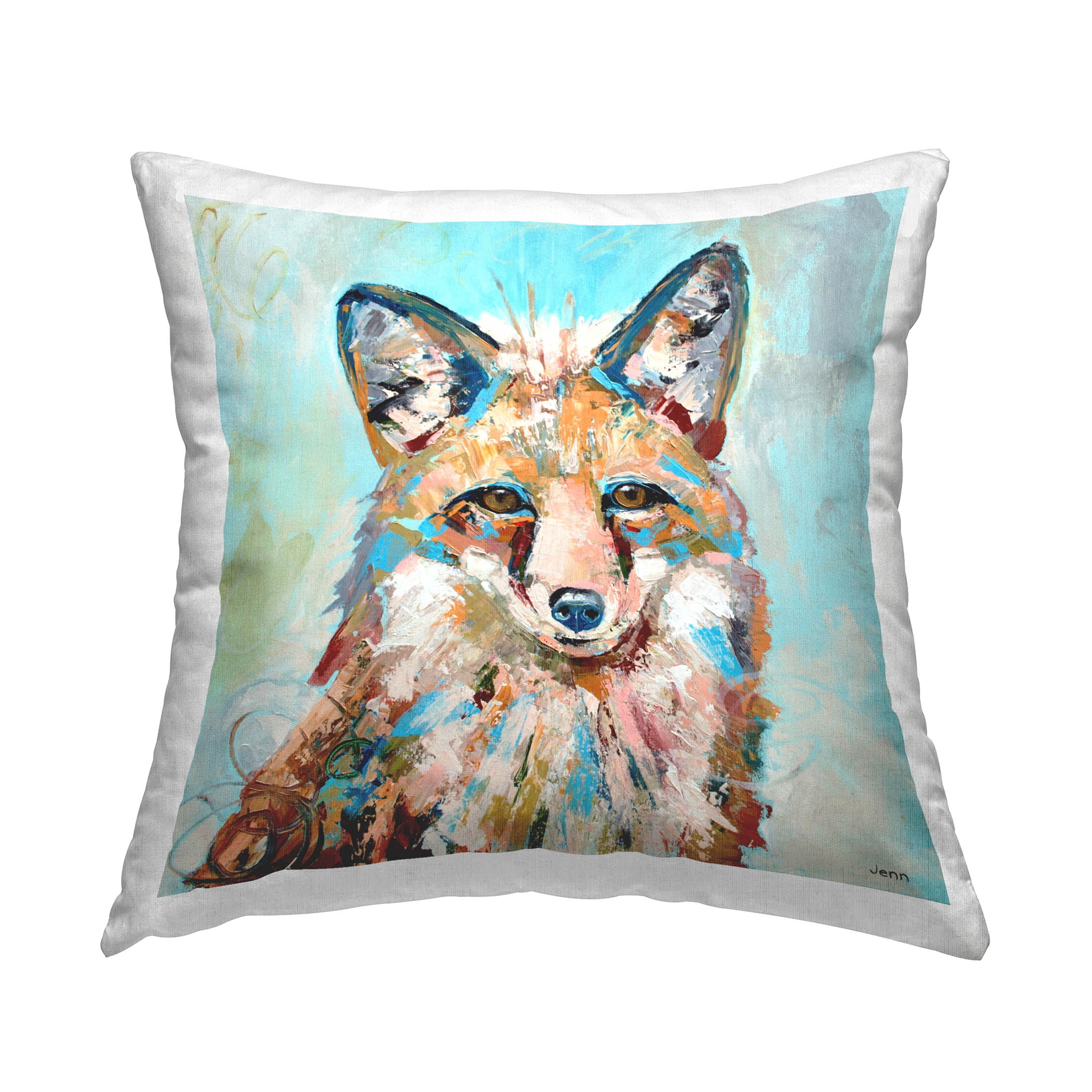 Stupell Industries Bold Modern Fox Animal Printed Throw Pillow Design by Jen Seeley