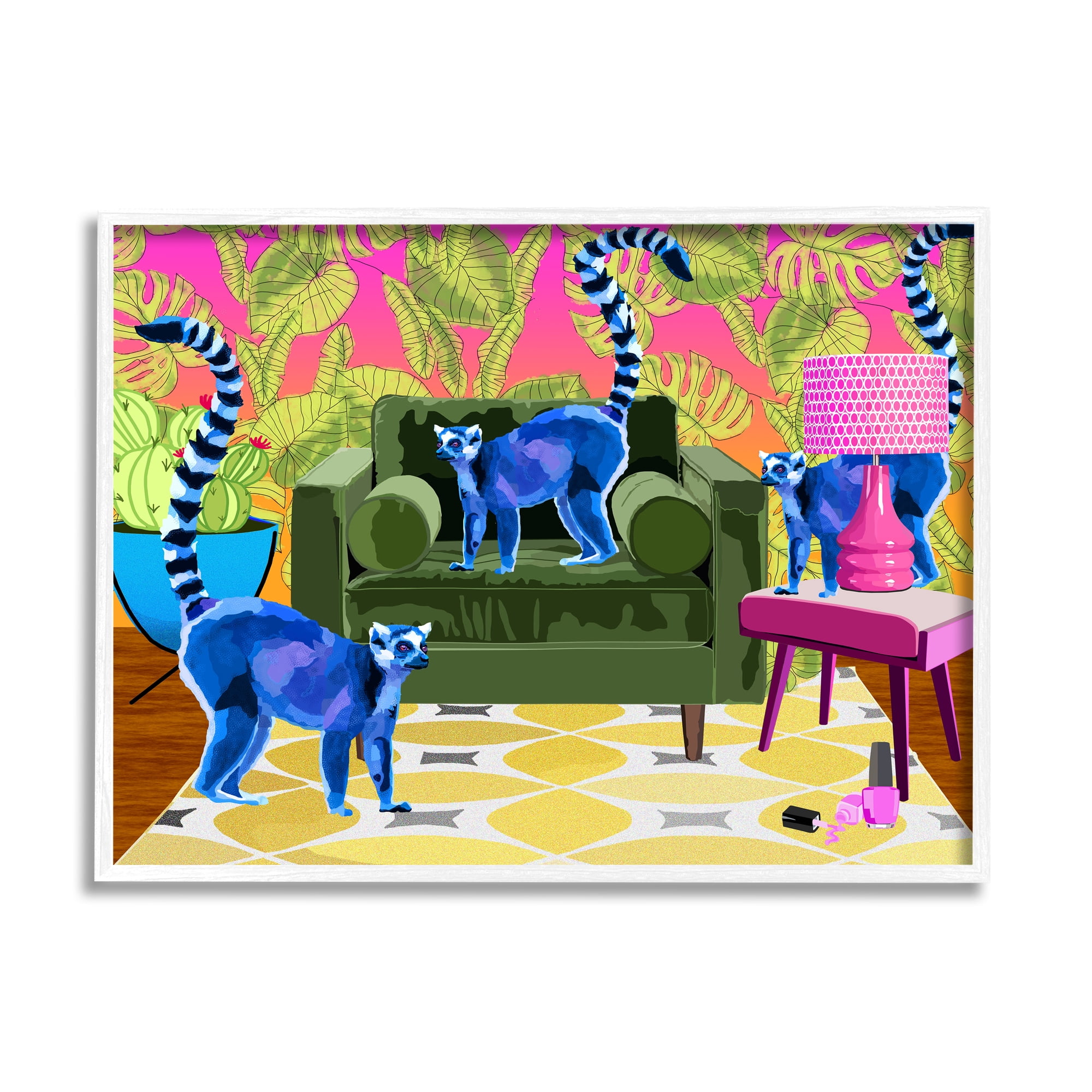 Stupell Industries Bold Modern Lemur Pop Style Furniture Botanical Pattern , 20 x 16, Design by Lynnda Rakos