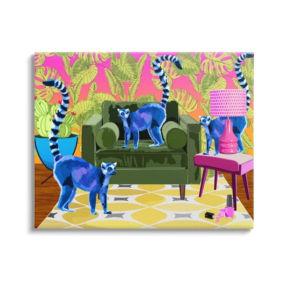 Stupell Industries Bold Modern Lemur Pop Style Furniture Botanical Pattern , 48 x 36, Design by Lynnda Rakos