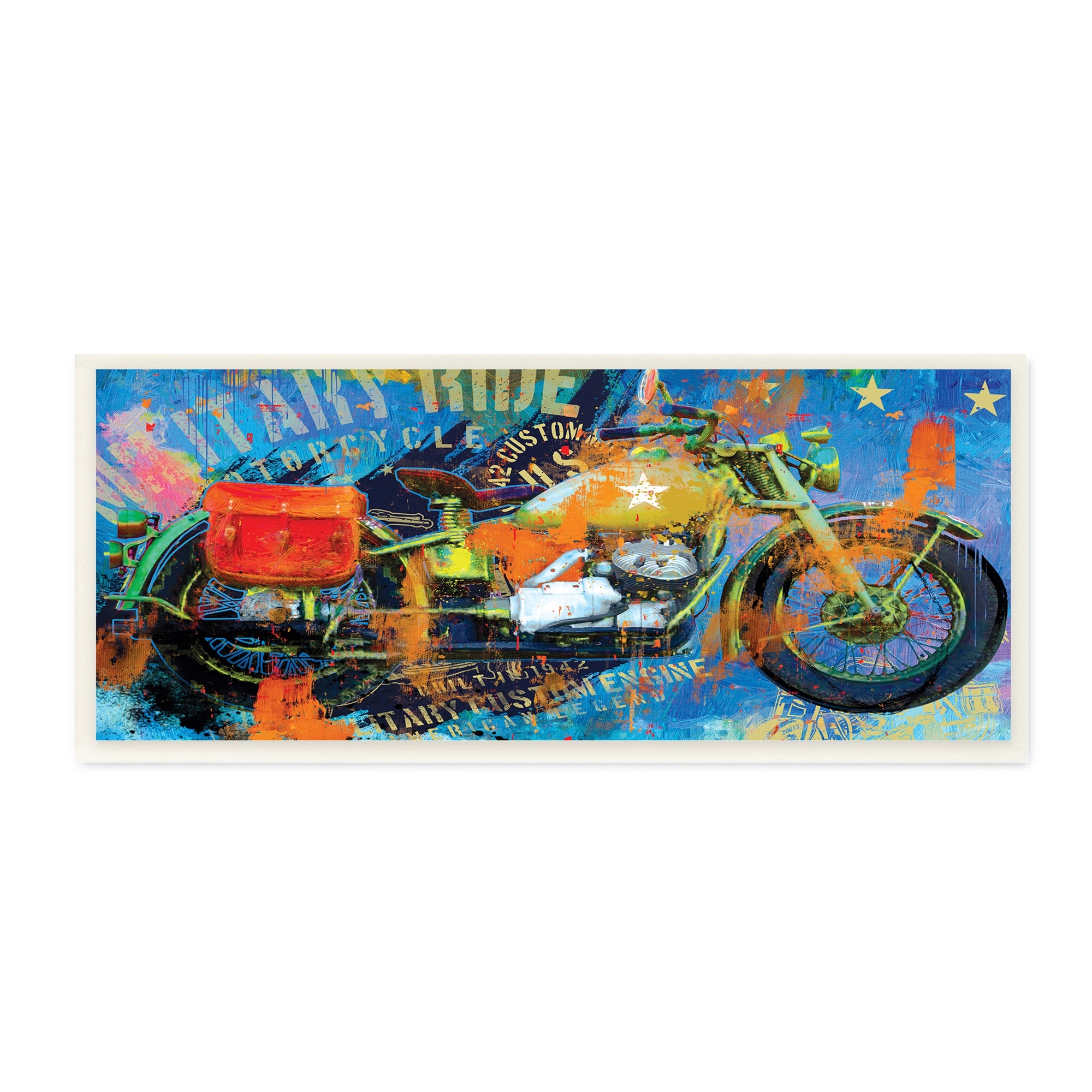Stupell Industries Bold Modern Motorcycle Text Abstract Collage , 17 x 7, Design by Porter Hastings