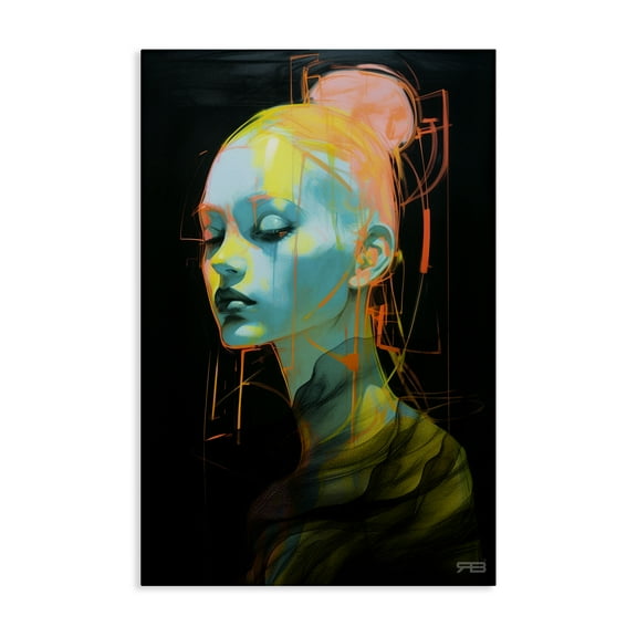 Stupell Industries Bold Modern Visage Novelty Painting Gallery Wrapped Canvas Art Print Wall Art, 16 x 24