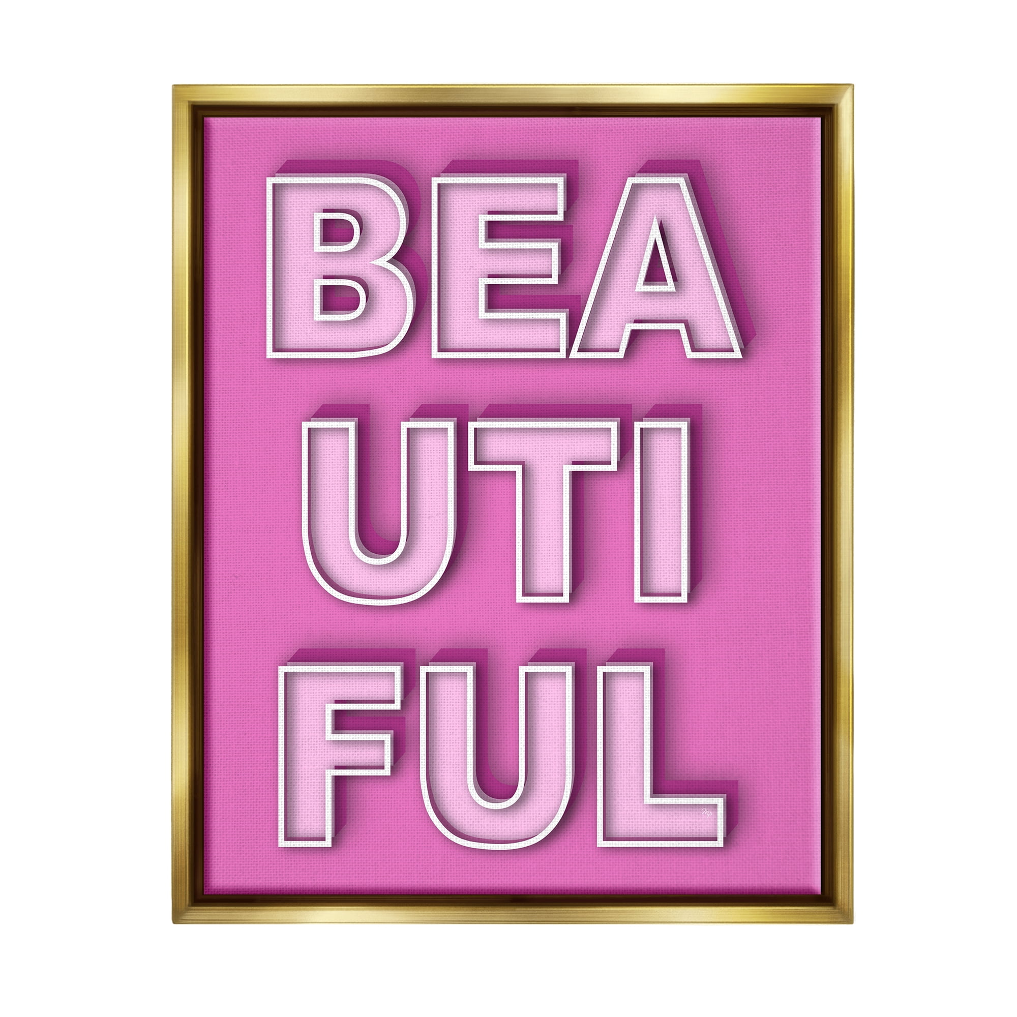 Stupell Industries Bold Motivational Beautiful Text Inspirational Painting Gold Floater Framed Canvas Art Print Wall Art, 17 x 21