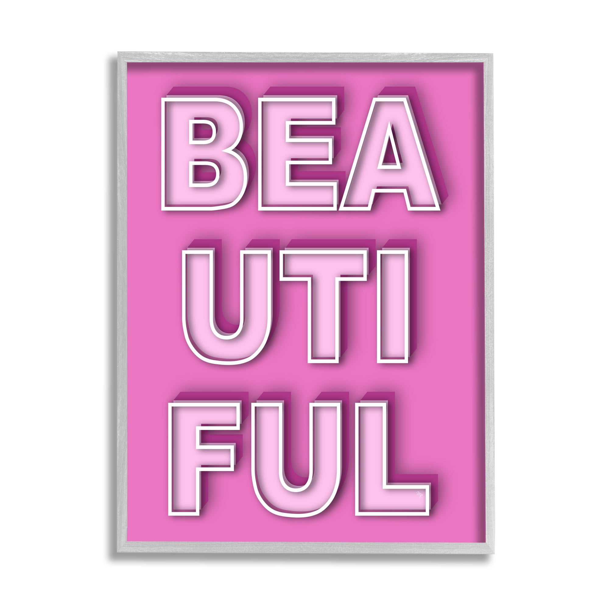 Stupell Industries Bold Motivational Beautiful Text Inspirational Painting Gray Framed Art Print Wall Art, 24 x 30