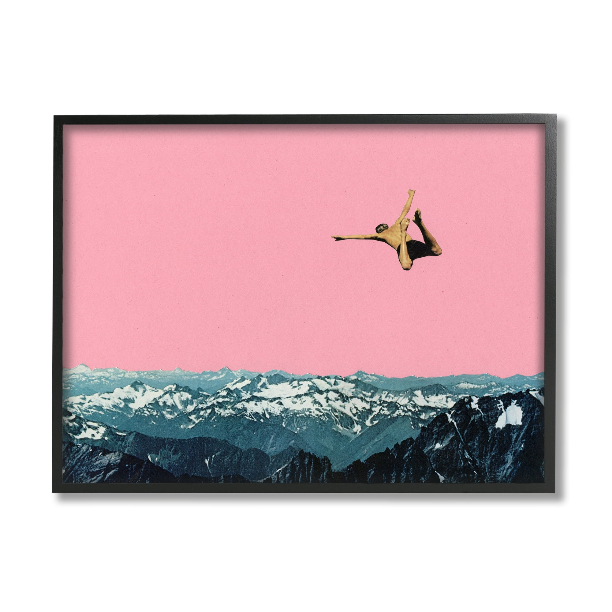 Stupell Industries Bold Mountain Pink Sky Contrast Person Abstract Design Framed Wall Art, 14 x 11, Design by Cassia Beck
