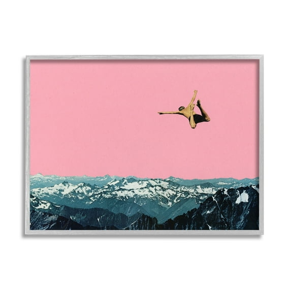 Stupell Industries Bold Mountain Pink Sky Contrast Person Abstract Design Framed Wall Art, 30 x 24, Design by Cassia Beck