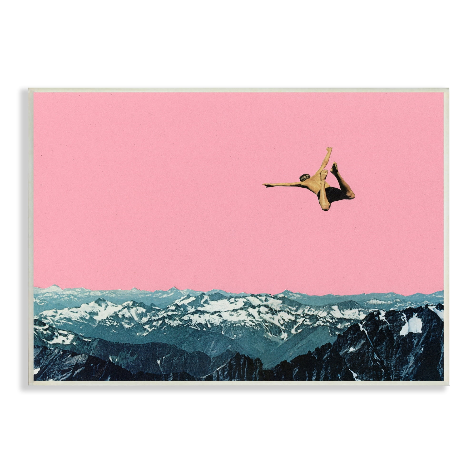Stupell Industries Bold Mountain Pink Sky Contrast Person Abstract Design Wood Wall Art, 15 x 10, Design by Cassia Beck