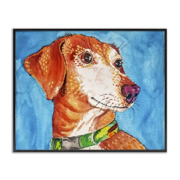 Stupell Industries Bold Orange Dog on Blue Black Framed Giclee Art, design by Tatiana Roberts