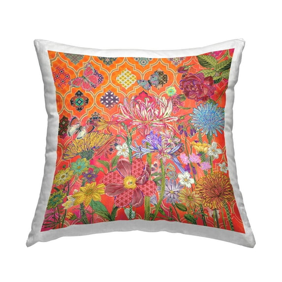 Stupell Industries Bold Orange Mums Flowers Square Decorative Printed Throw Pillow, 18 x 18,
