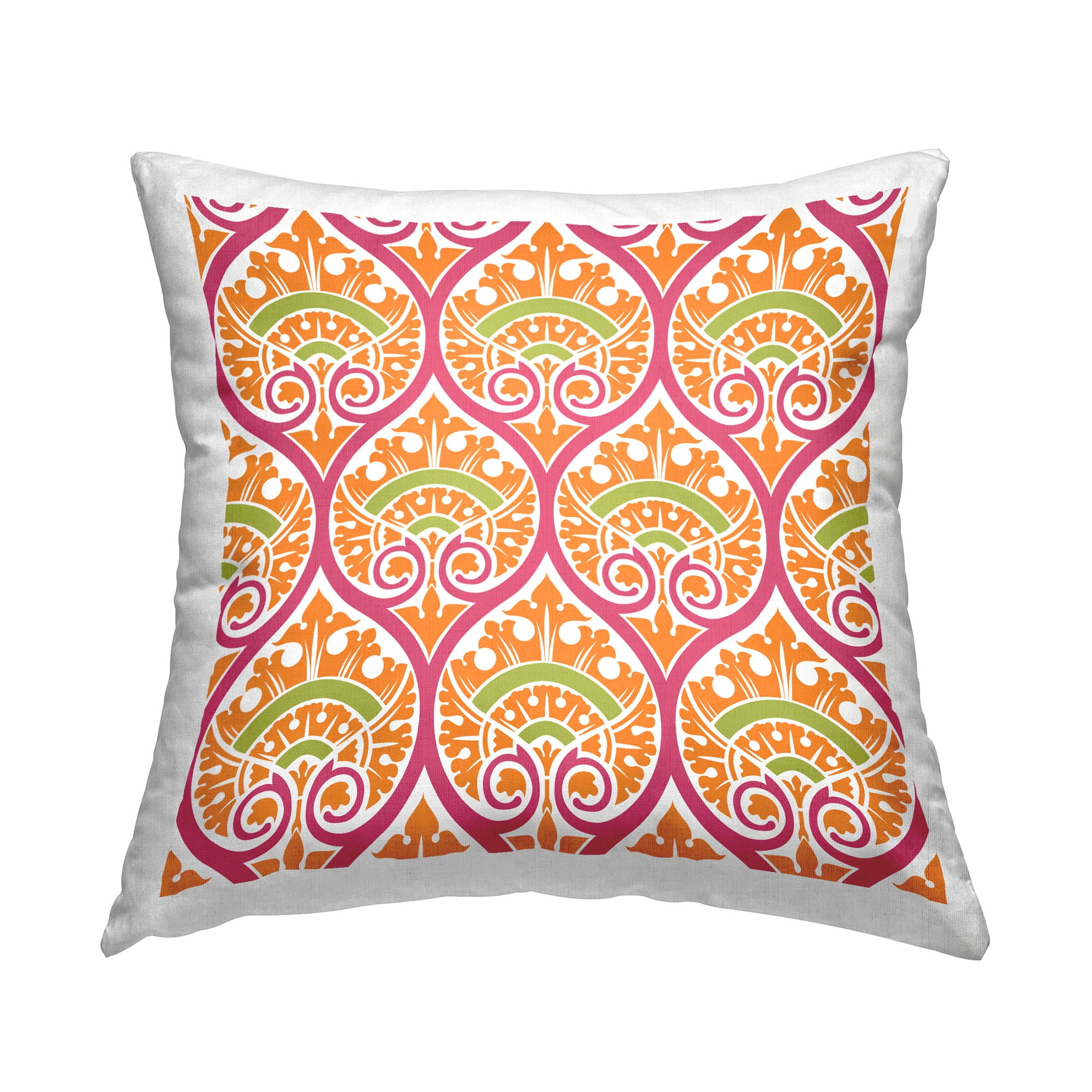 Stupell Industries Bold Orange Pink Ogee Printed Throw Pillow Design by Geoff Tygert