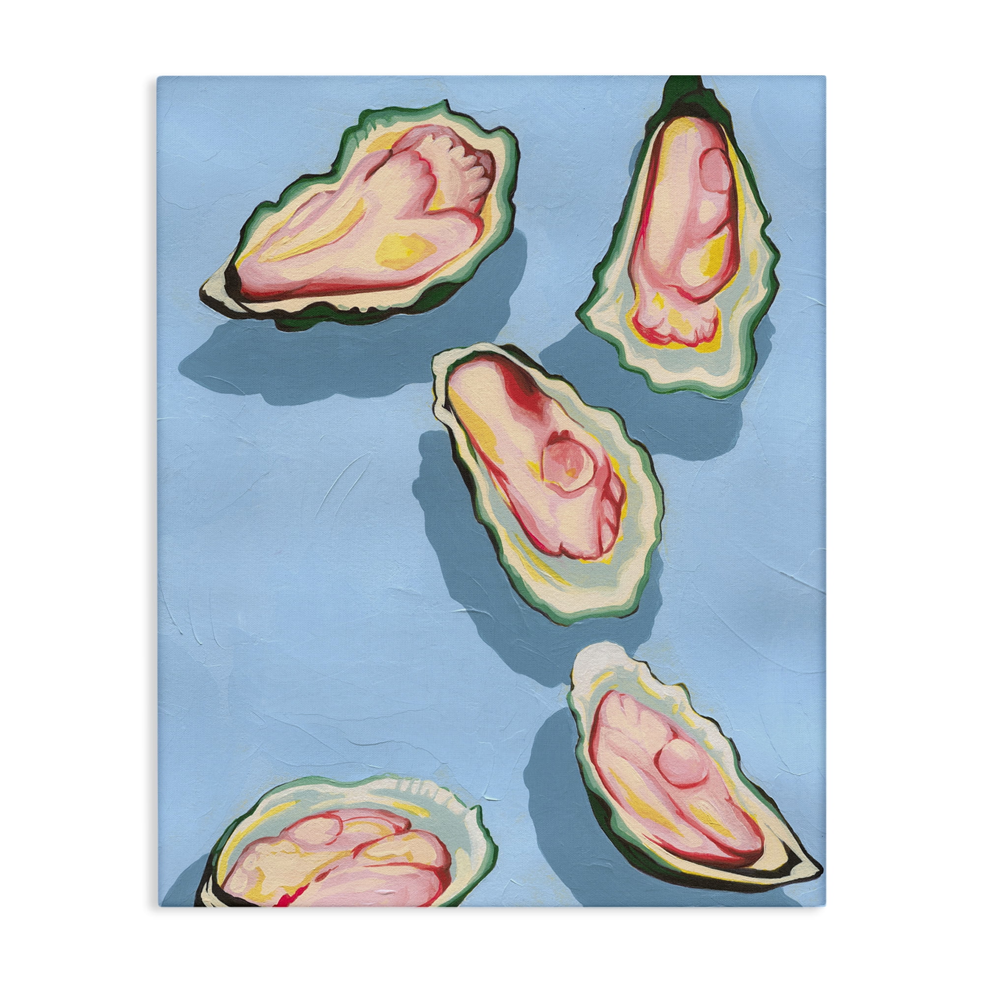 Stupell Industries Bold Oysters on Blue Animals & Insects Painting Gallery Wrapped Canvas Art Print Wall Art, 30 x 40