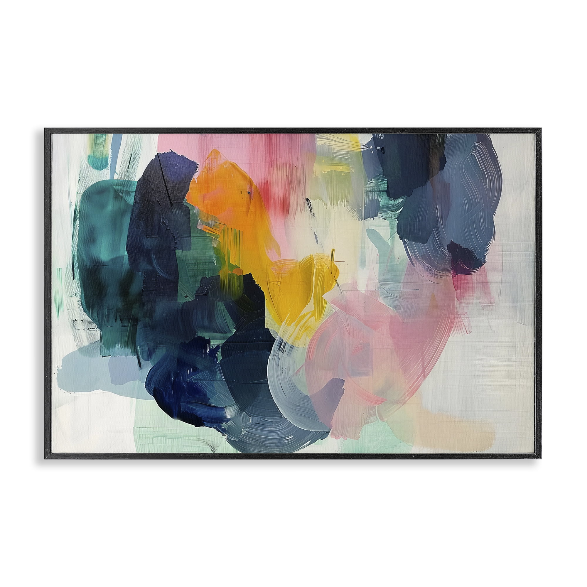 Stupell Industries Bold Paint Strokes Abstract Painting Black Framed Art Print Wall Art, 30 x 20