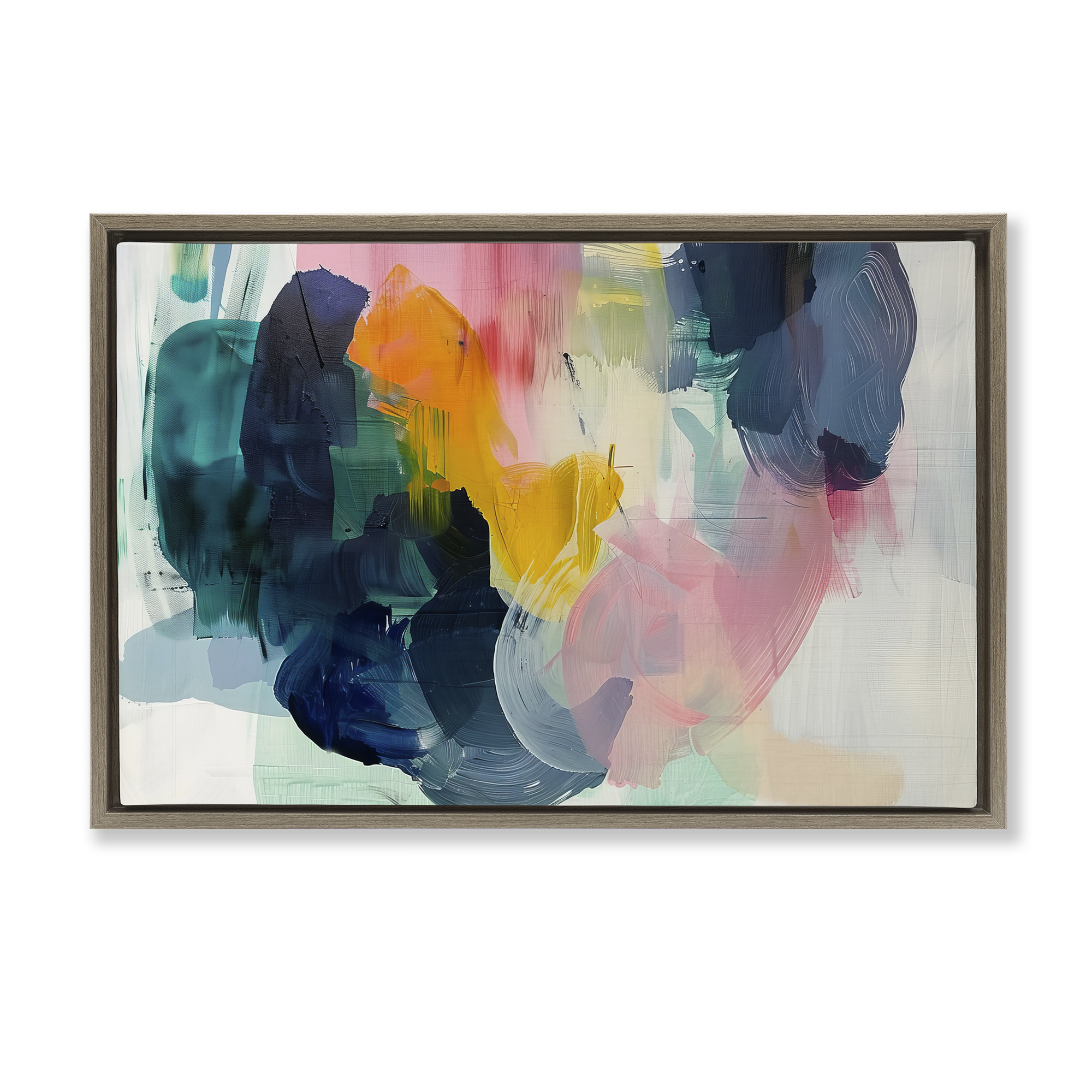 Stupell Industries Bold Paint Strokes Abstract Painting Brown Floater Framed Canvas Art Print Wall Art, 25 x 17