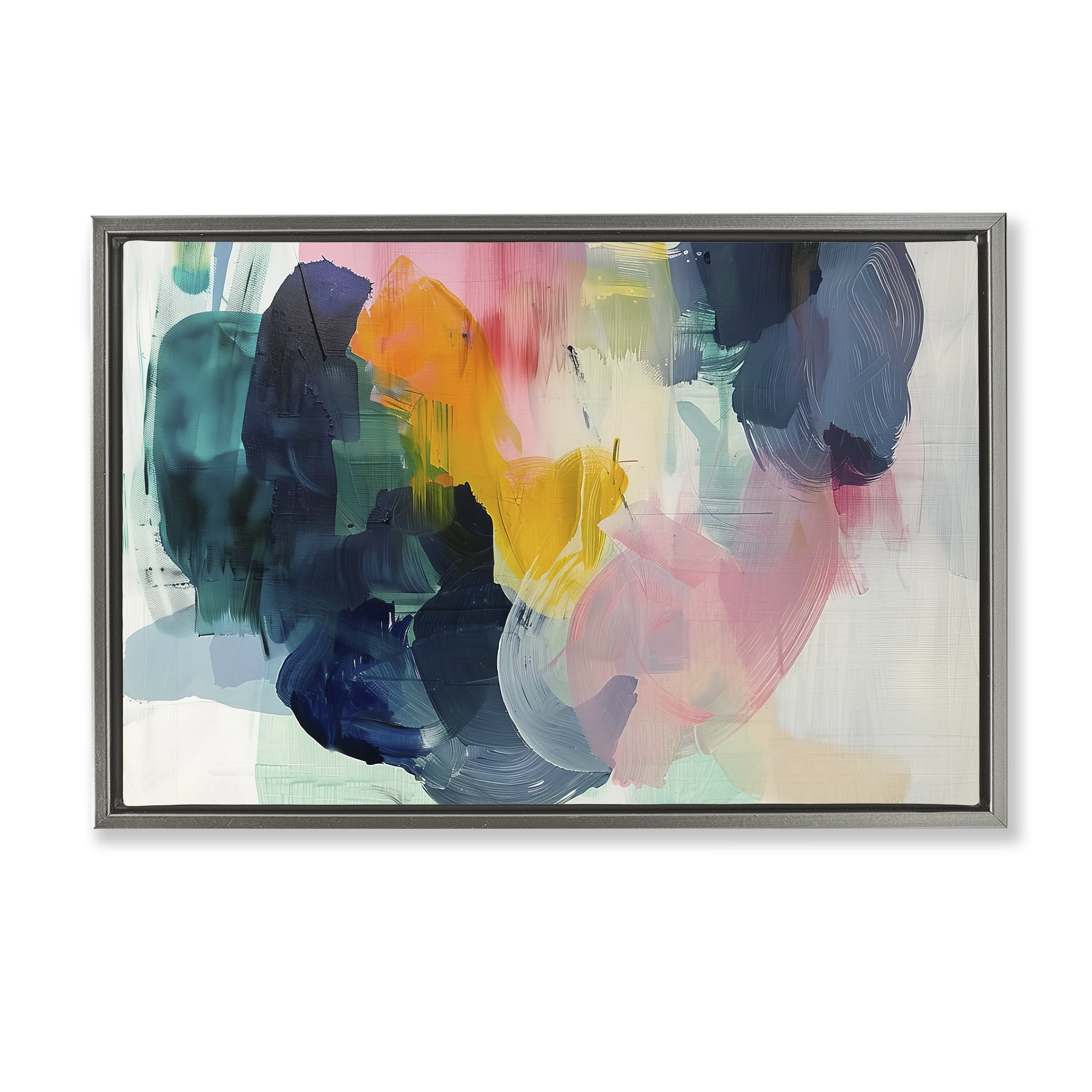 Stupell Industries Bold Paint Strokes Abstract Painting Gray Floater Framed Canvas Art Print Wall Art, 25 x 17