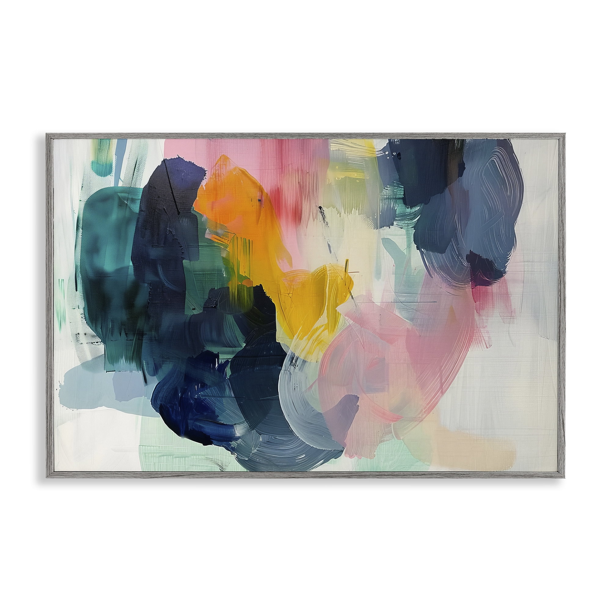 Stupell Industries Bold Paint Strokes Abstract Painting Gray Framed Art Print Wall Art, 24 x 16