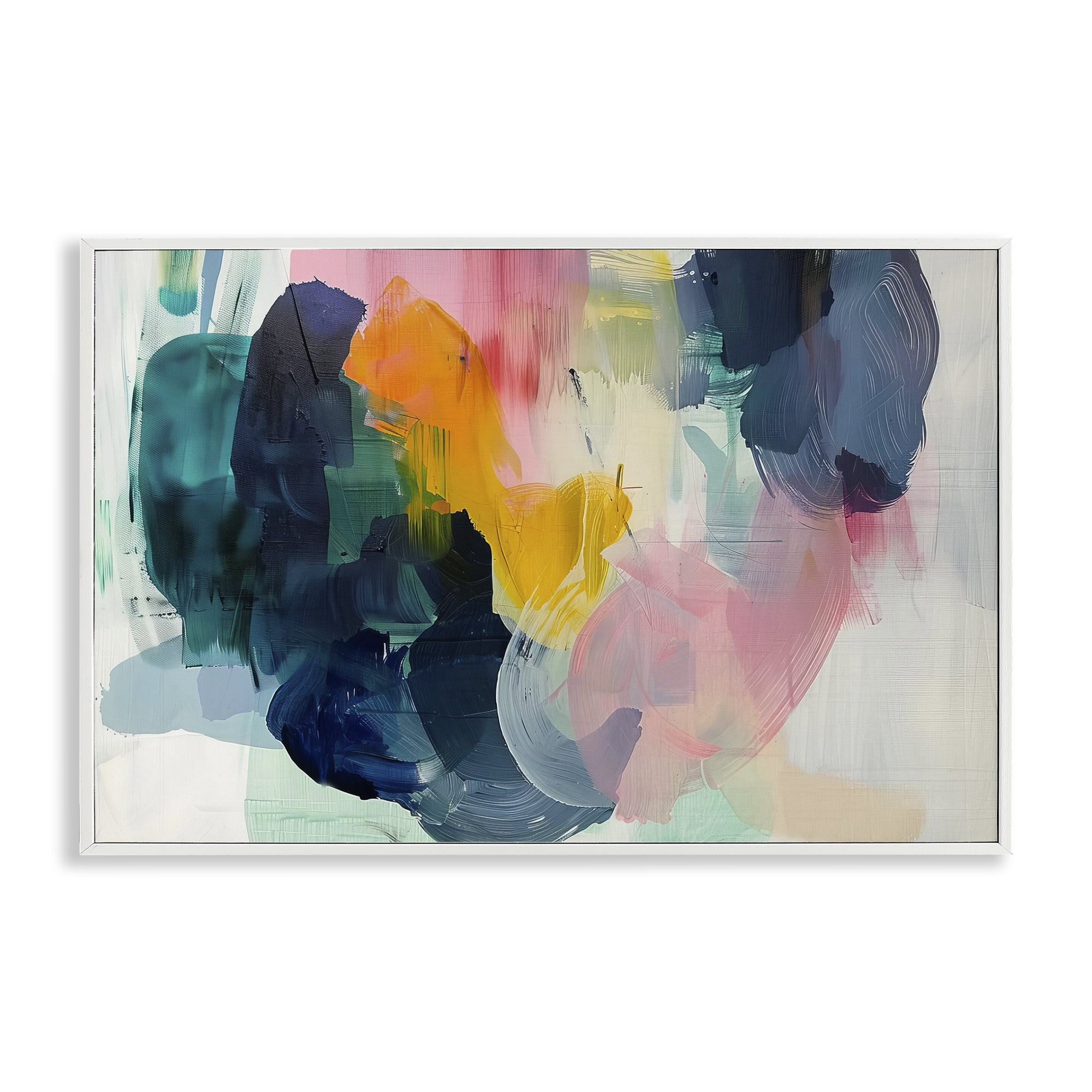 Stupell Industries Bold Paint Strokes Abstract Painting White Framed Art Print Wall Art, 30 x 20