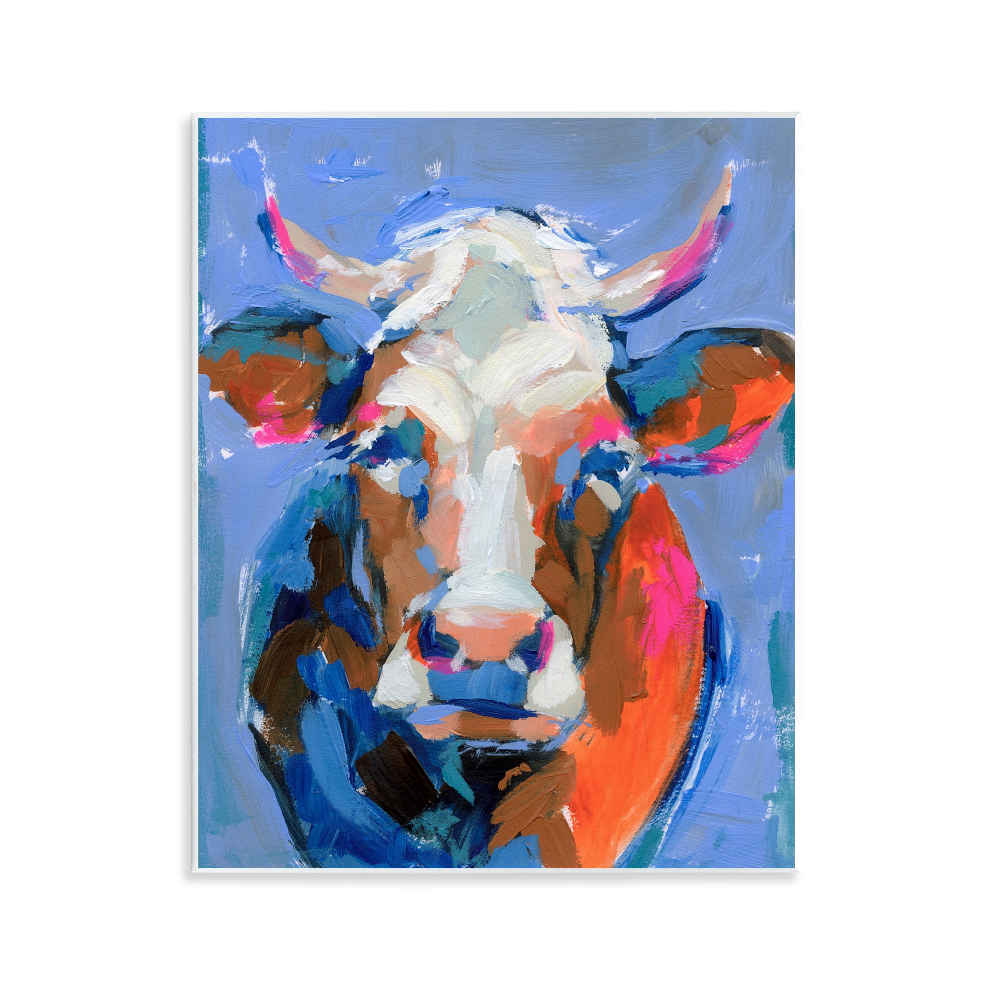 Stupell Industries Bold Paint Strokes Cow Animals & Insects Painting Unframed Art Print Wall Art, 11 x 14