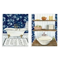Stupell Industries Bold Painted Farmhouse Bathroom Bath & Laundry Painting Unframed Art Print Wall Art, 11 x 14, Set of 2