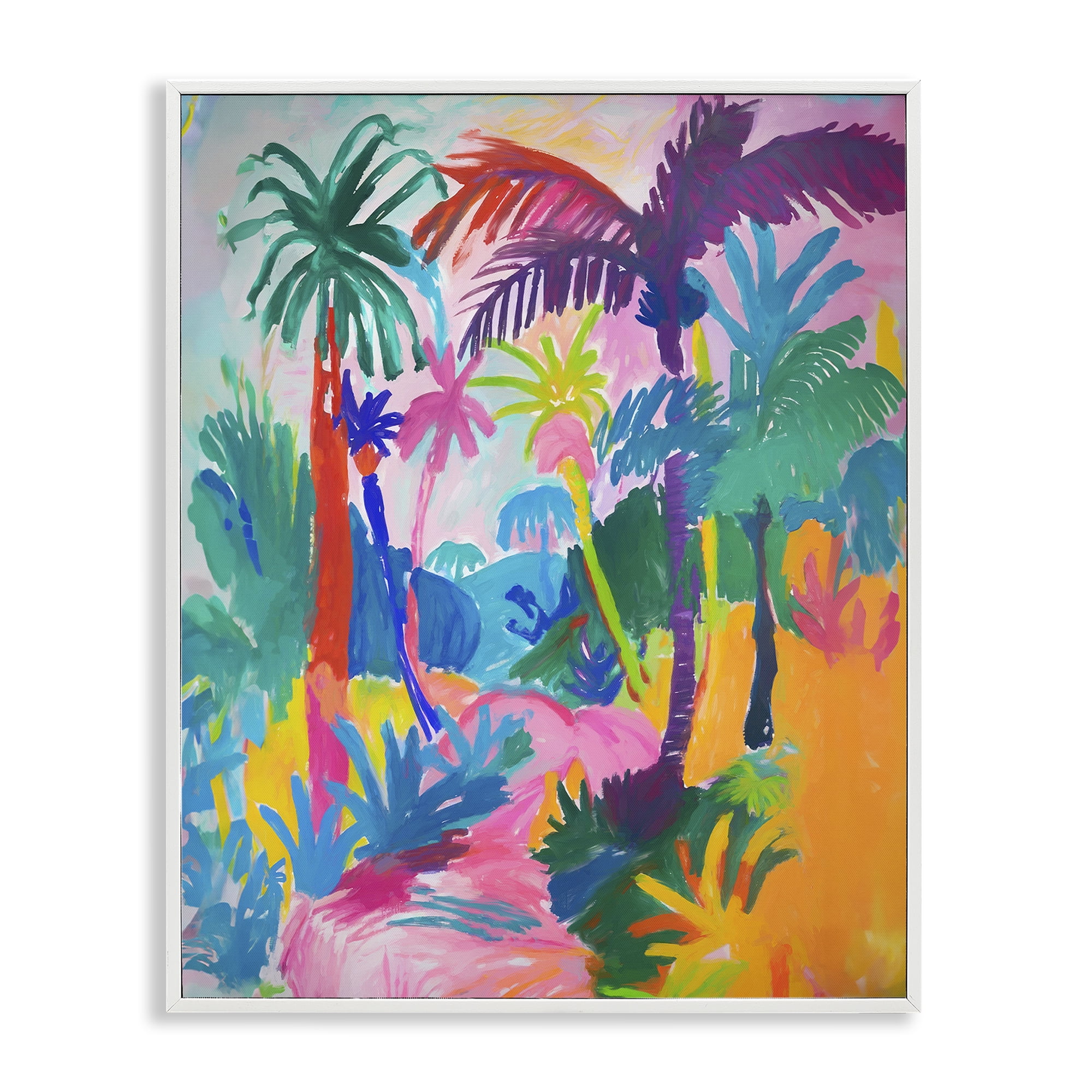 Stupell Industries Bold Palm Paradise Coastal Painting White Framed Art Print Wall Art, 11 x 14