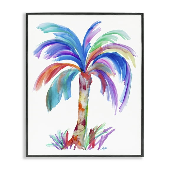 Stupell Industries Bold Palm Tree Botanical & Floral Painting Black Framed Art Print Wall Art, 11 x 14