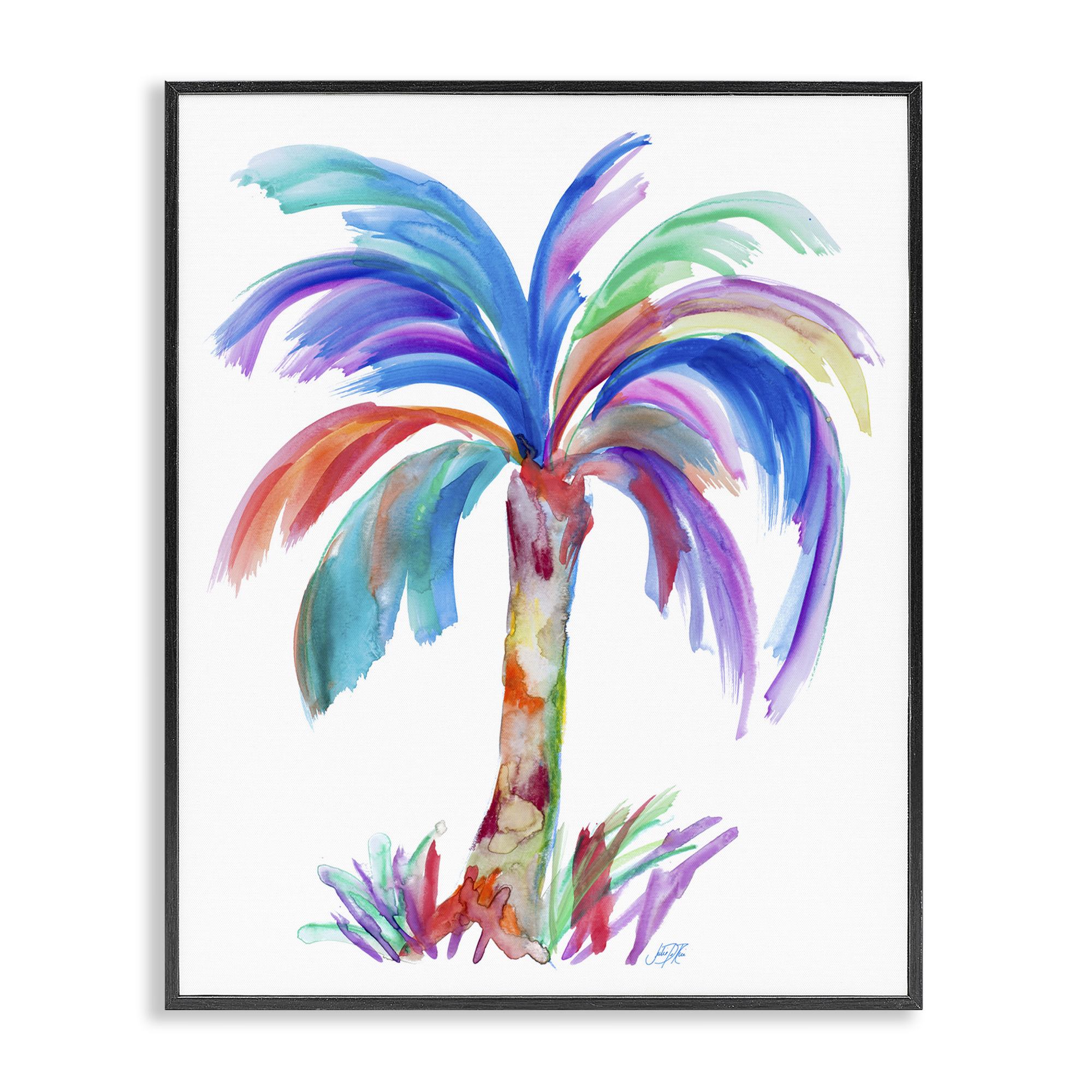 Stupell Industries Bold Palm Tree Botanical & Floral Painting Black Framed Art Print Wall Art, 24 x 30