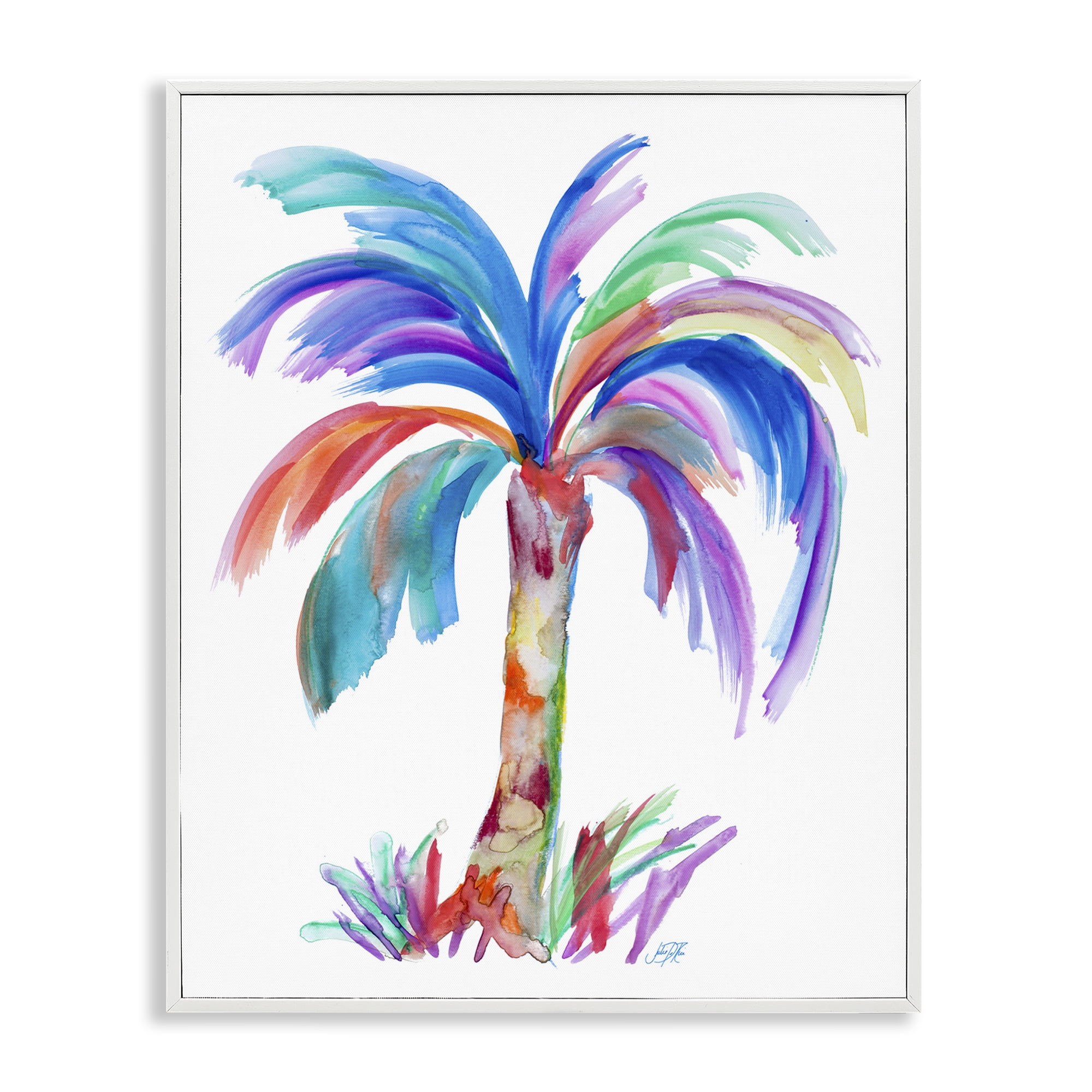 Stupell Industries Bold Palm Tree Botanical & Floral Painting White Framed Art Print Wall Art, 11 x 14