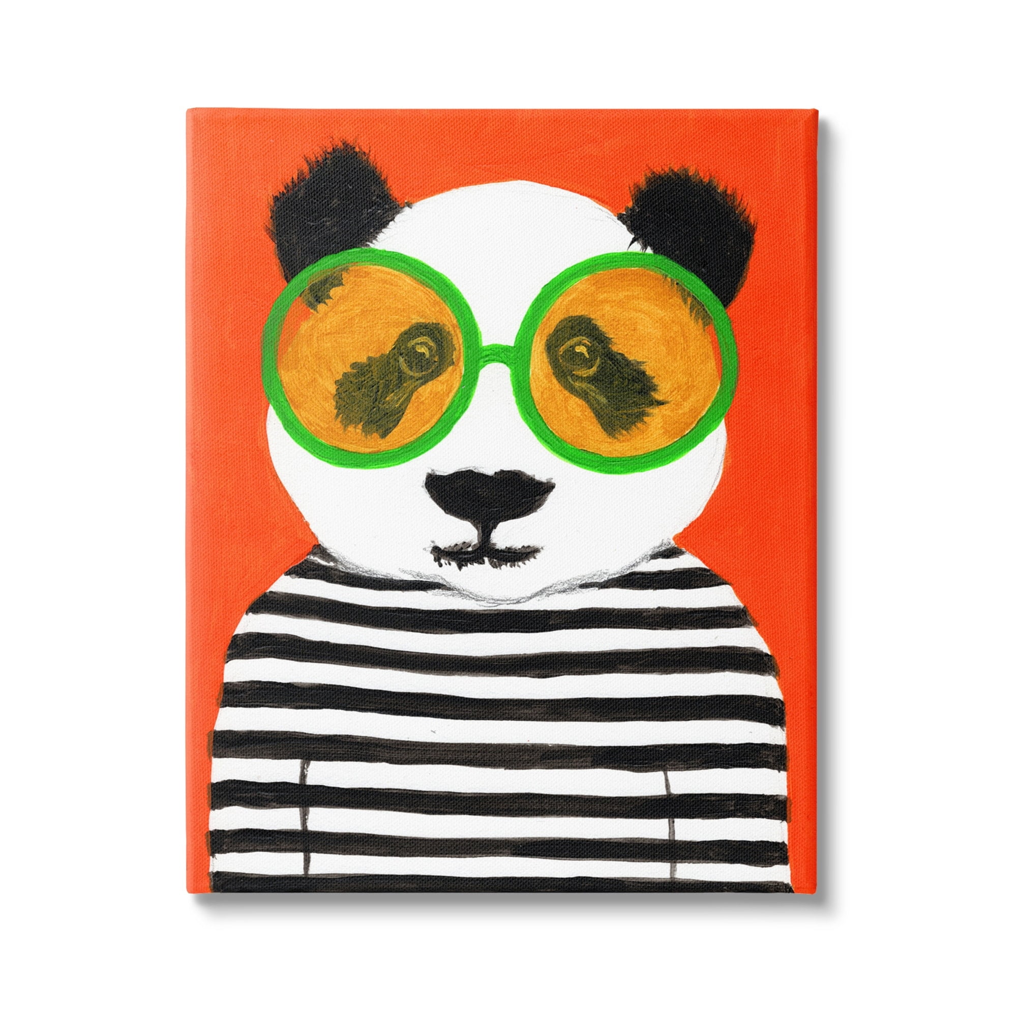 Stupell Industries Bold Panda Bear Striped Shirt Animals & Insects Painting Gallery Wrapped Canvas Print Wall Art