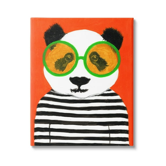 Stupell Industries Bold Panda Bear Striped Shirt Animals & Insects Painting Gallery Wrapped Canvas Print Wall Art