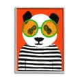 thumbnail image 1 of Stupell Industries Bold Panda Bear Striped Shirt Animals & Insects Painting Gray Framed Art Print Wall Art, 1 of 5