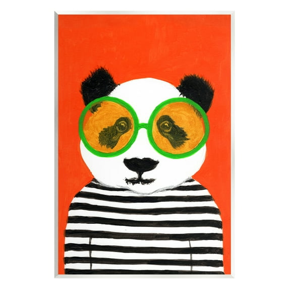 Stupell Industries Bold Panda Bear Striped Shirt Animals & Insects Painting Unframed Art Print Wall Art