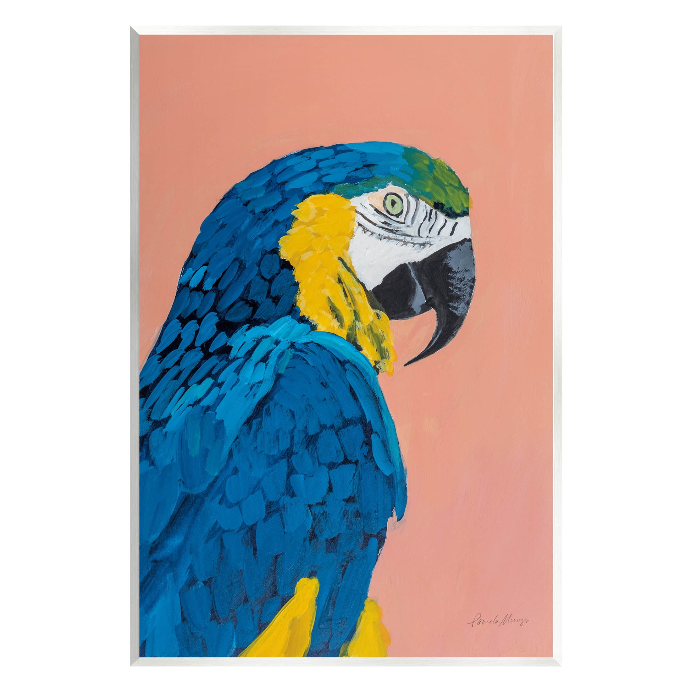 Stupell Industries Bold Parrot Wildlife Portrait Painting Unframed Art Print Wall Art, Design by Pamela Munger