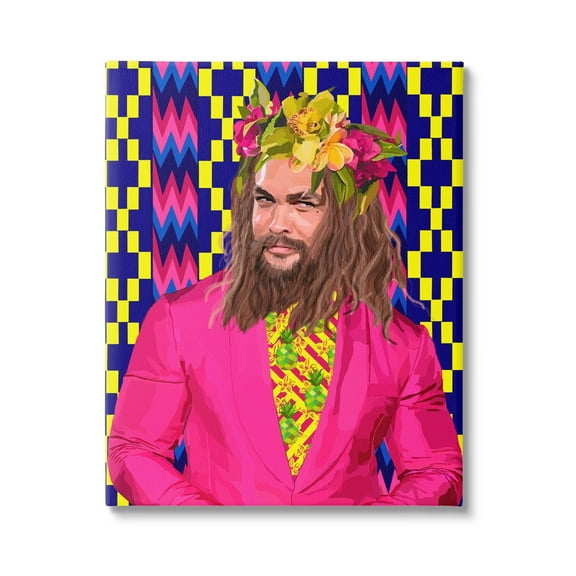 Stupell Industries Bold Patterned Actor Portrait Abstract Painting Gallery Wrapped Canvas Print Wall Art