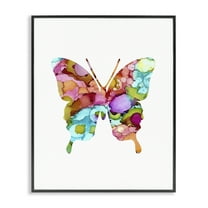 Stupell Industries Bold Patterned Butterfly Animals Painting Black Framed Art Print Wall Art, 11 x 14