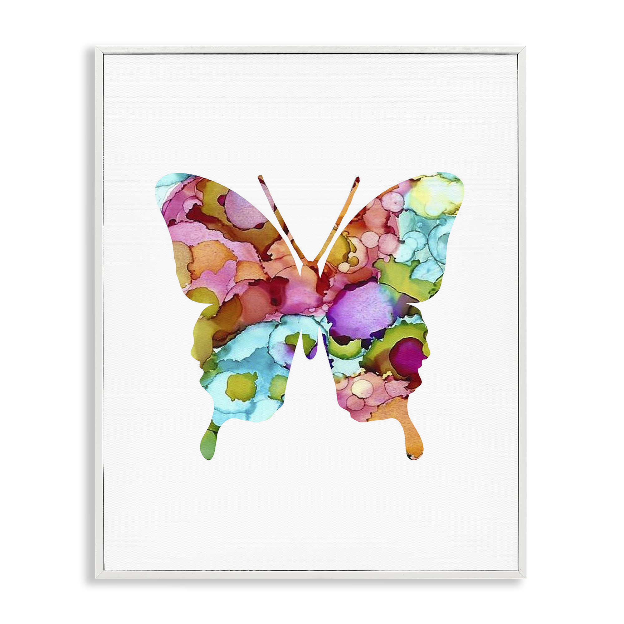 Stupell Industries Bold Patterned Butterfly Animals Painting White Framed Art Print Wall Art, 11 x 14