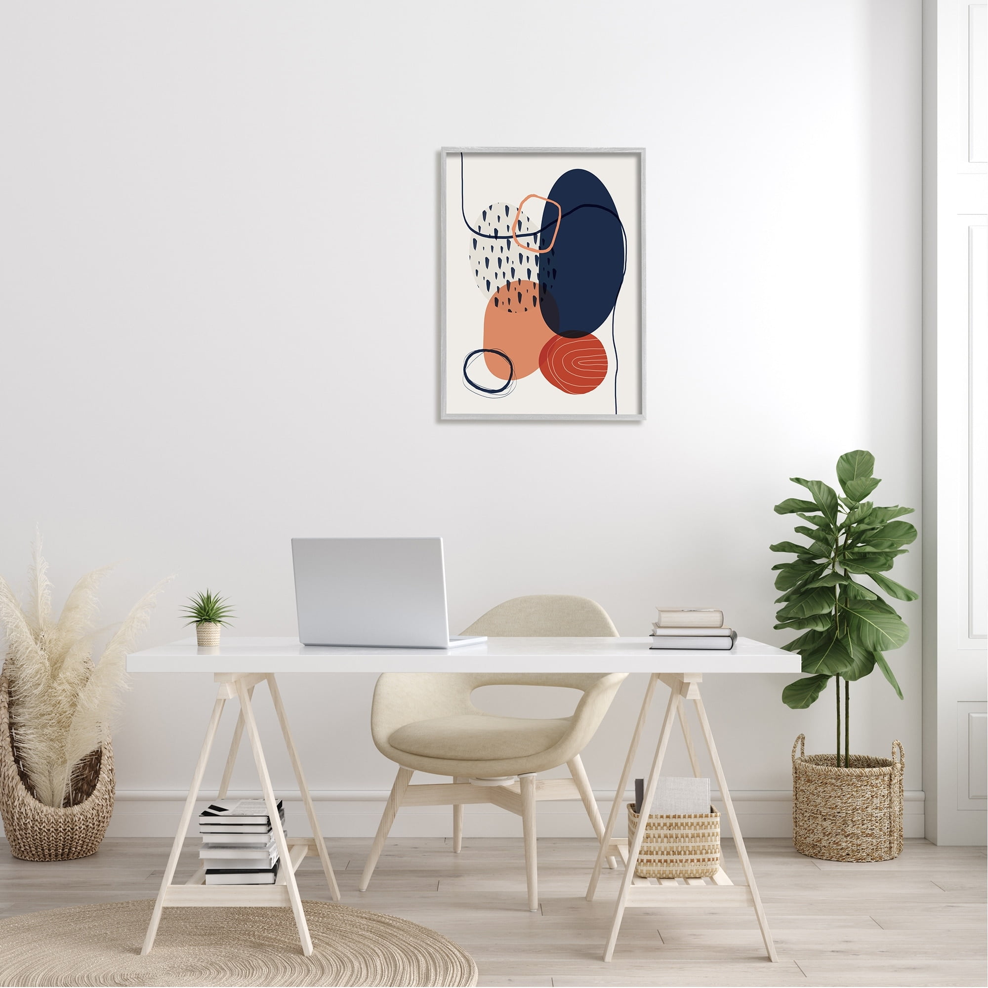 Stupell Industries Bold Patterned Circles Shapes Abstract Blue Line s Framed Wall Art, 24 x 30, Design by Urban Epiphany