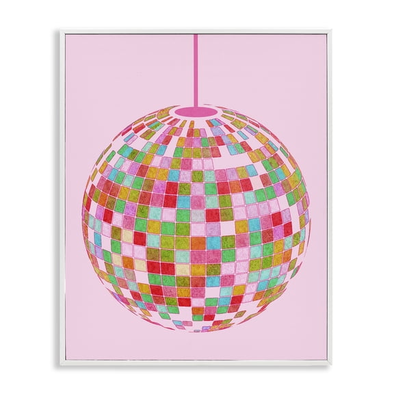 Stupell Industries Bold Patterned Disco Ball Performing Arts Painting White Framed Art Print Wall Art, 16 x 20