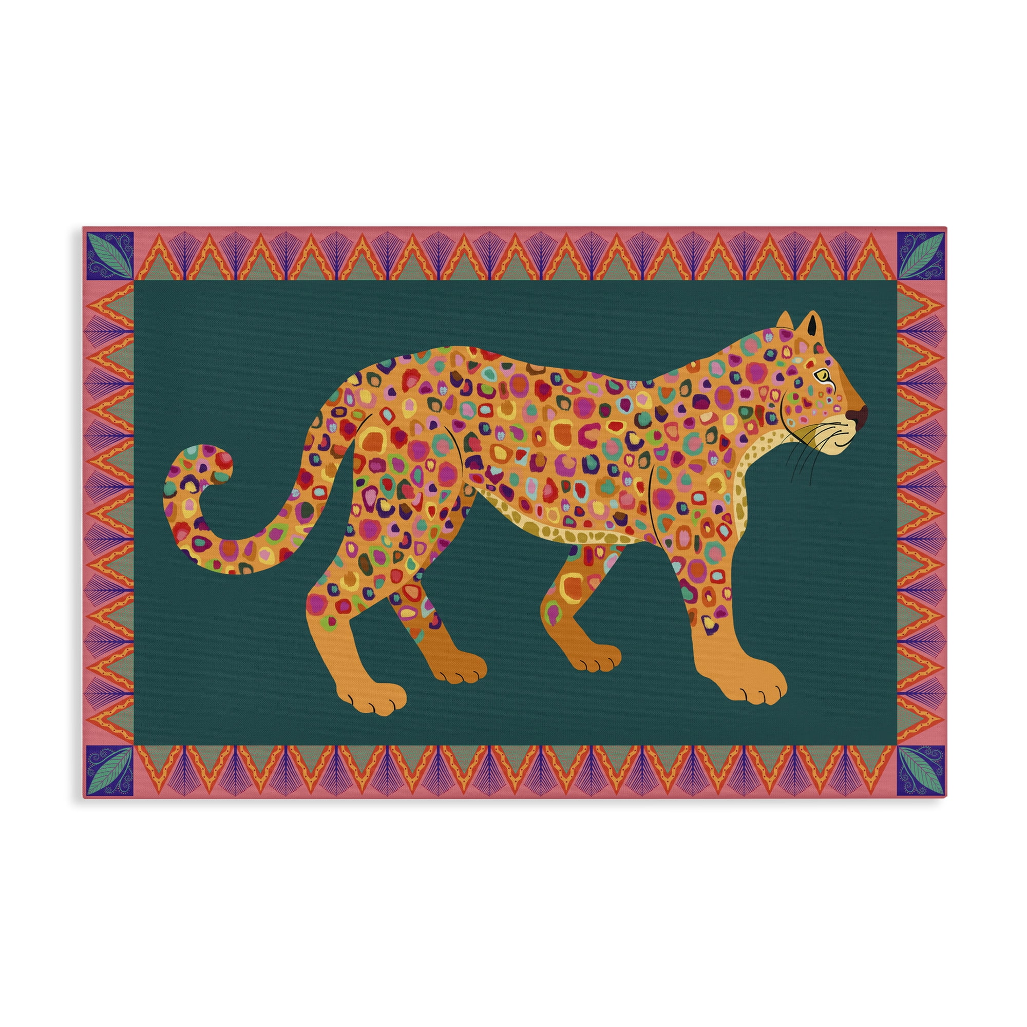 Stupell Industries Bold Patterned Lion Animals Painting Wrapped Canvas Art Print Wall Art, 30 x 20