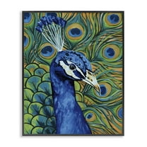 Stupell Industries Bold Peacock Feathers Pattern Animals & Insects Painting Black Framed Art Print Wall Art, 11 x 14