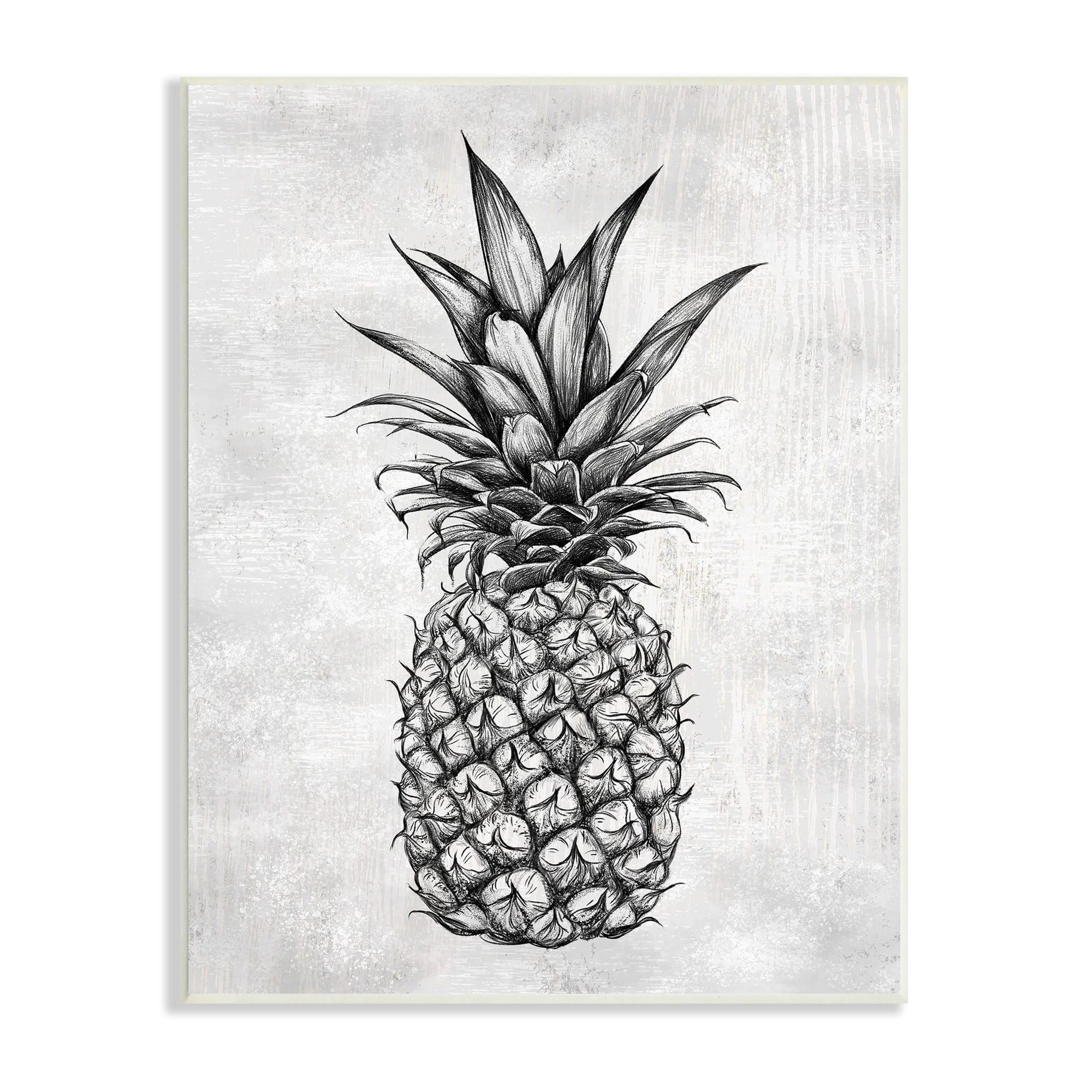 Stupell Industries Bold Pineapple Line Drawing Rustic Pattern Black White, 10 x 15,Design by Ziwei Li