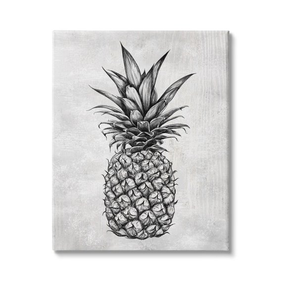 Stupell Industries Bold Pineapple Line Drawing Rustic Pattern Black White, 16 x 20,Design by Ziwei Li