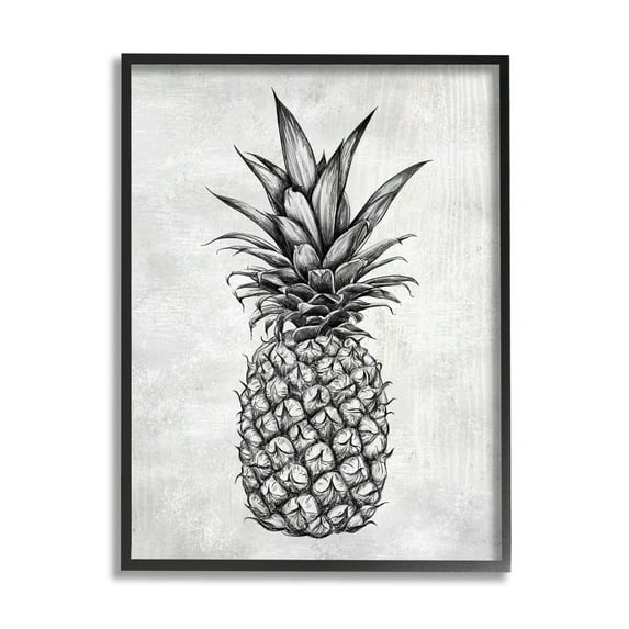 Stupell Industries Bold Pineapple Line Drawing Rustic Pattern Black White, 16 x 20,Design by Ziwei Li