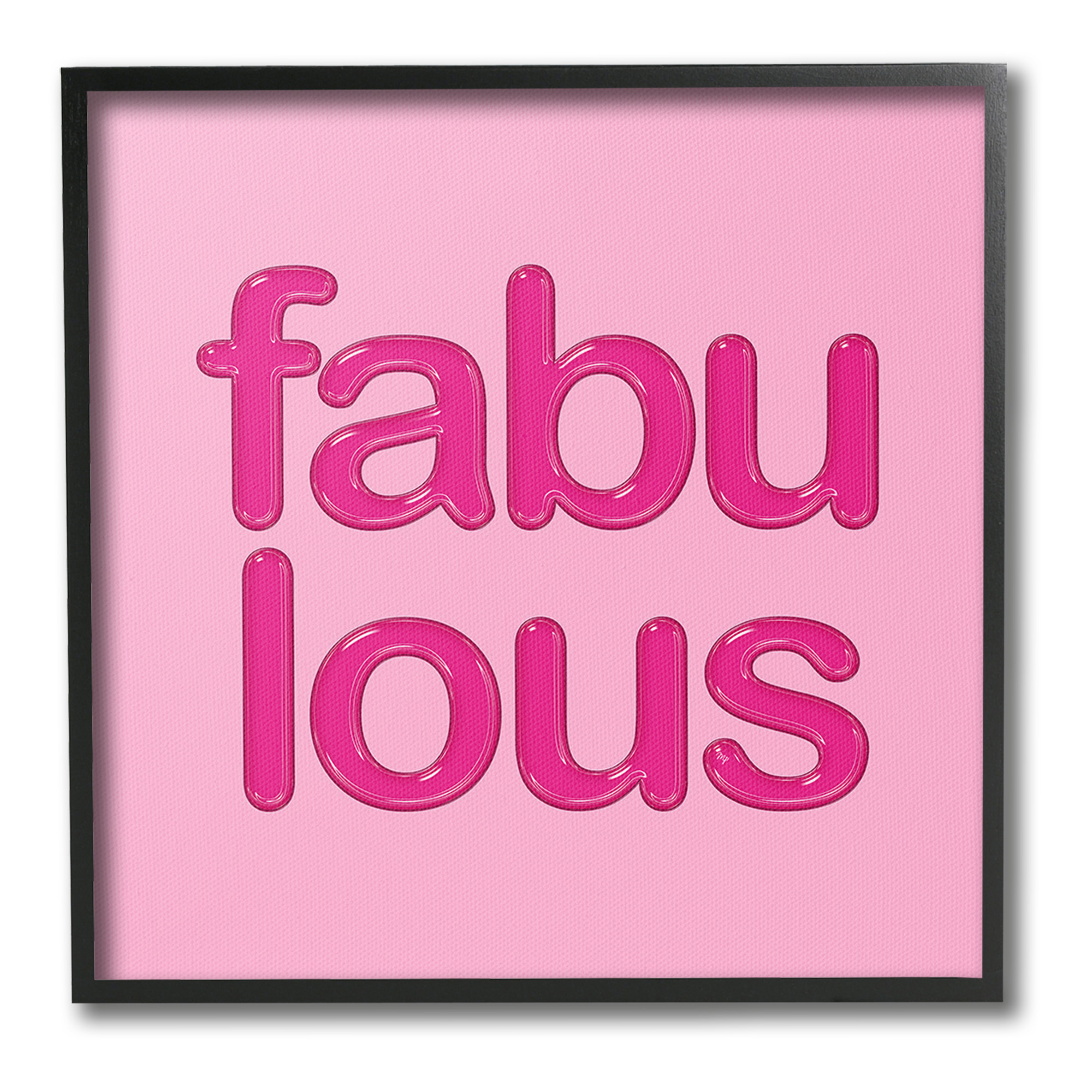Stupell Industries Bold Pink Fabulous Inspirational Painting Black Framed Art Print Wall Art, 12 x 12