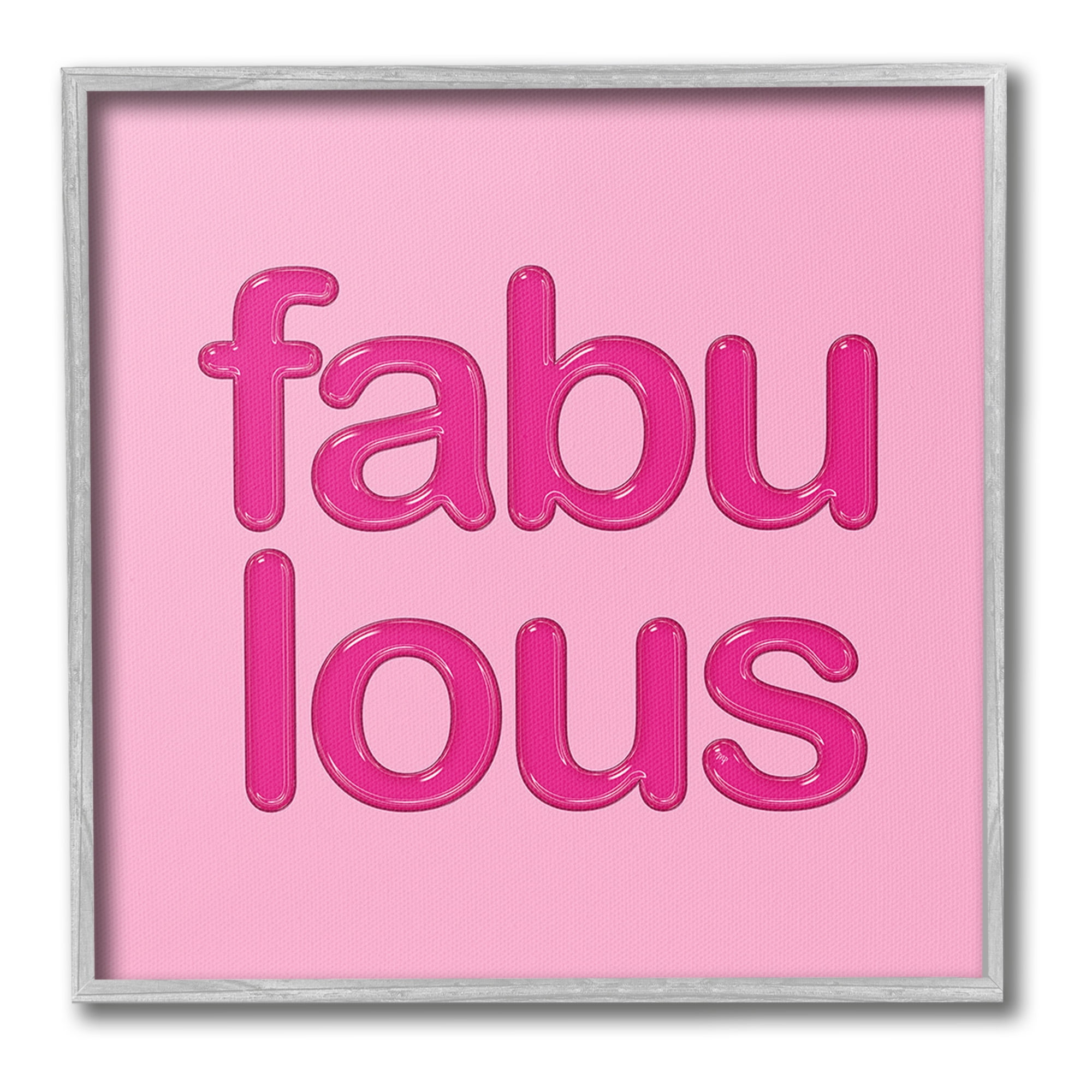 Stupell Industries Bold Pink Fabulous Inspirational Painting Gray Framed Art Print Wall Art, 17 x 17