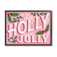 thumbnail image 1 of Stupell Industries Bold Pink Holly Jolly Phrase Graphic Art Black Framed Art Print Wall Art, Design by The Saturday Evening Post, 1 of 8