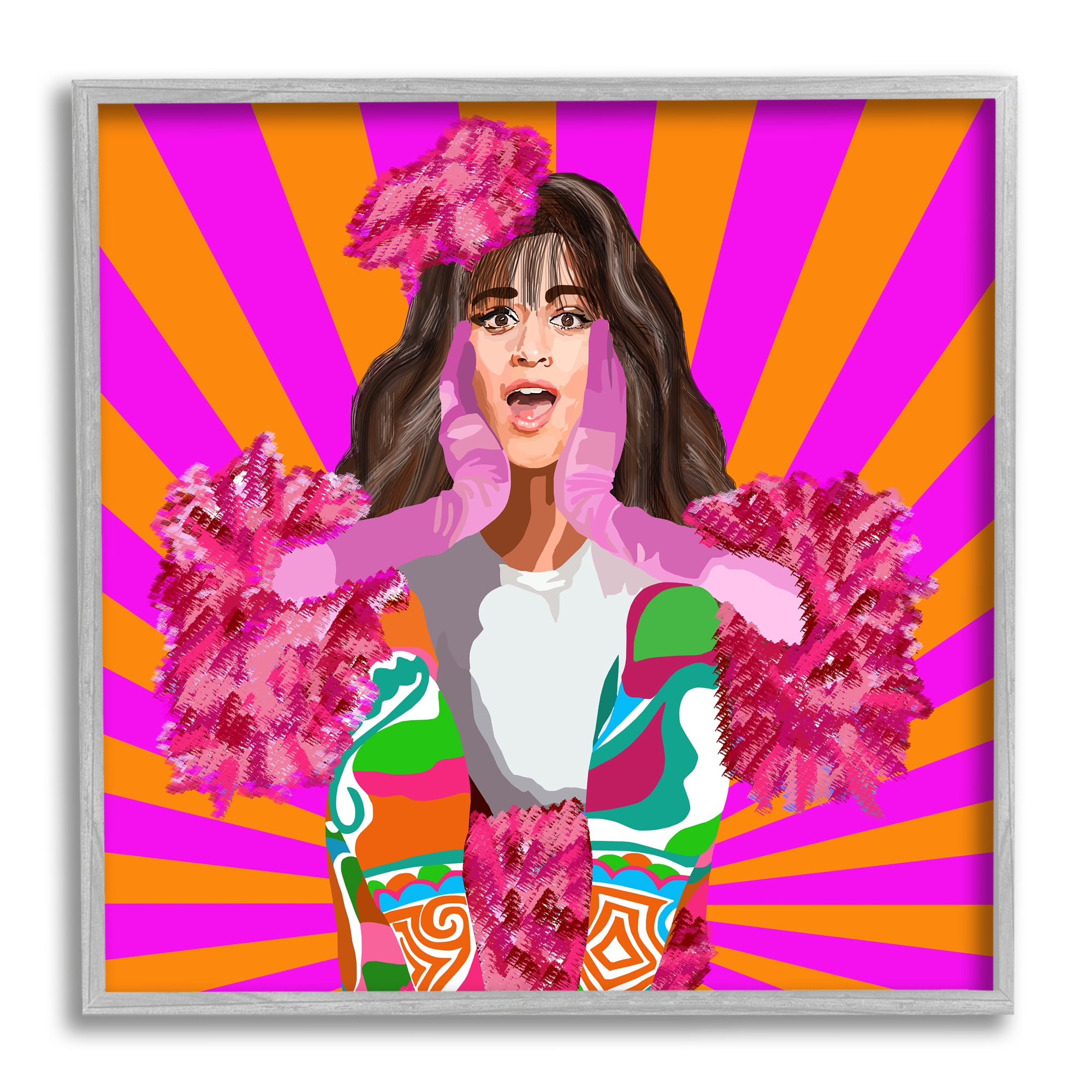 Stupell Industries Bold Pink Orange Stripes Camilla Fashion Outfit , 12 x 12, Design by Lynnda Rakos