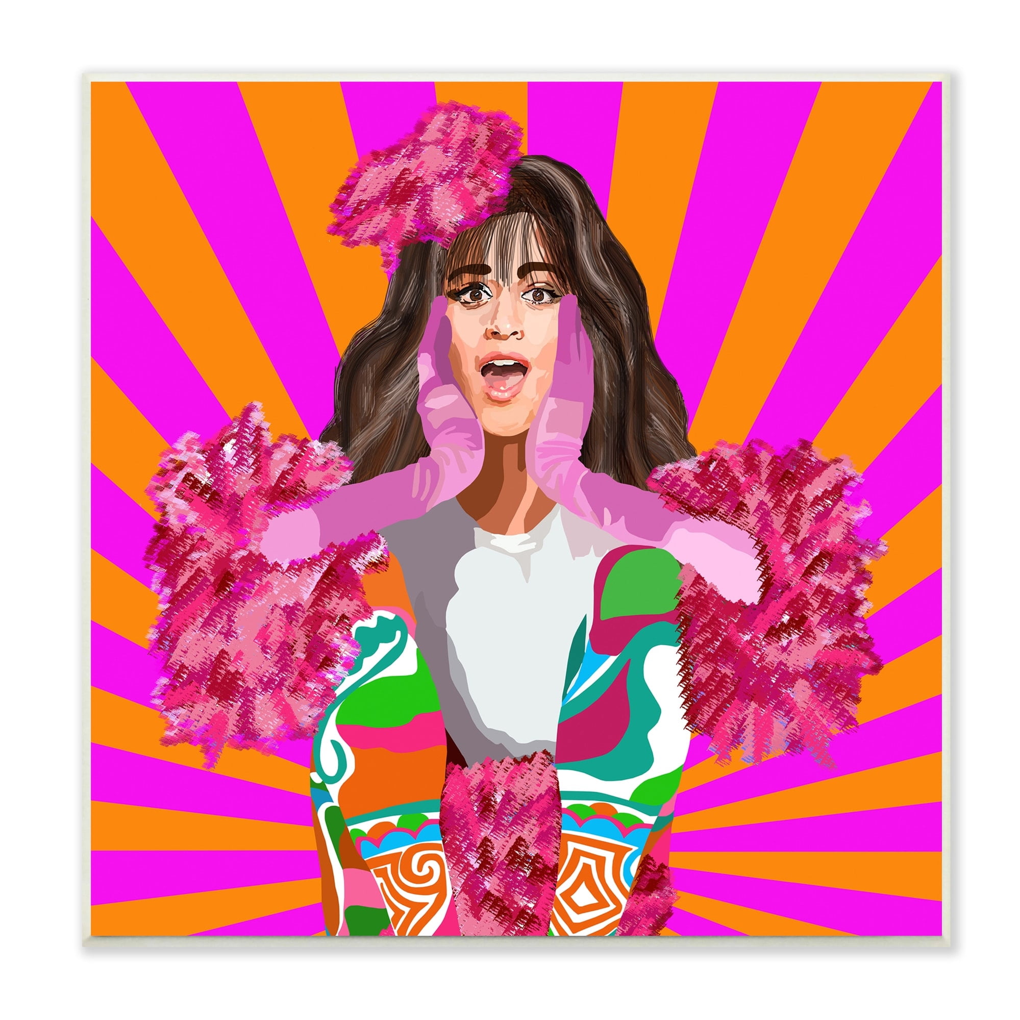 Stupell Industries Bold Pink Orange Stripes Camilla Fashion Outfit , 12 x 12, Design by Lynnda Rakos