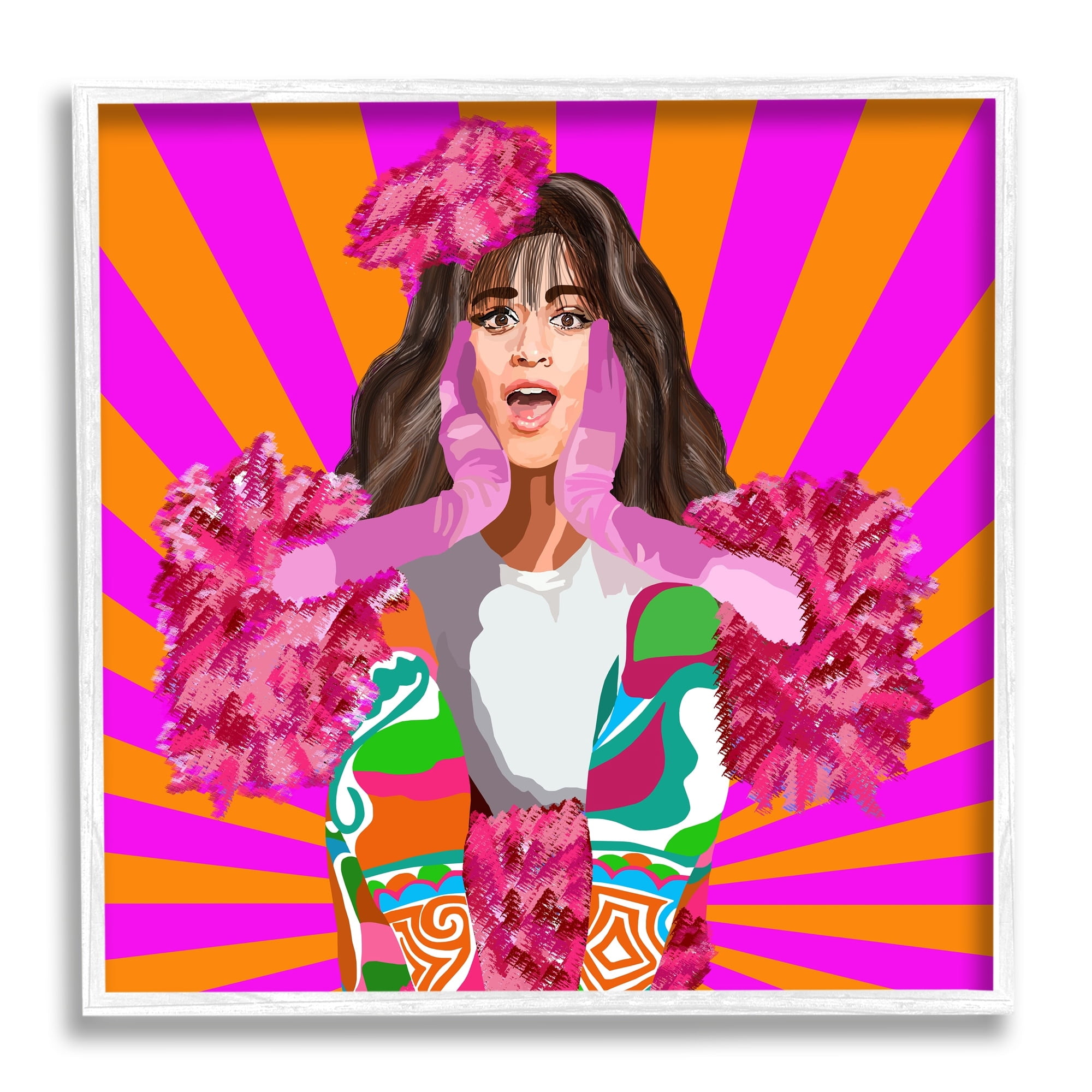 Stupell Industries Bold Pink Orange Stripes Camilla Fashion Outfit , 17 x 17, Design by Lynnda Rakos