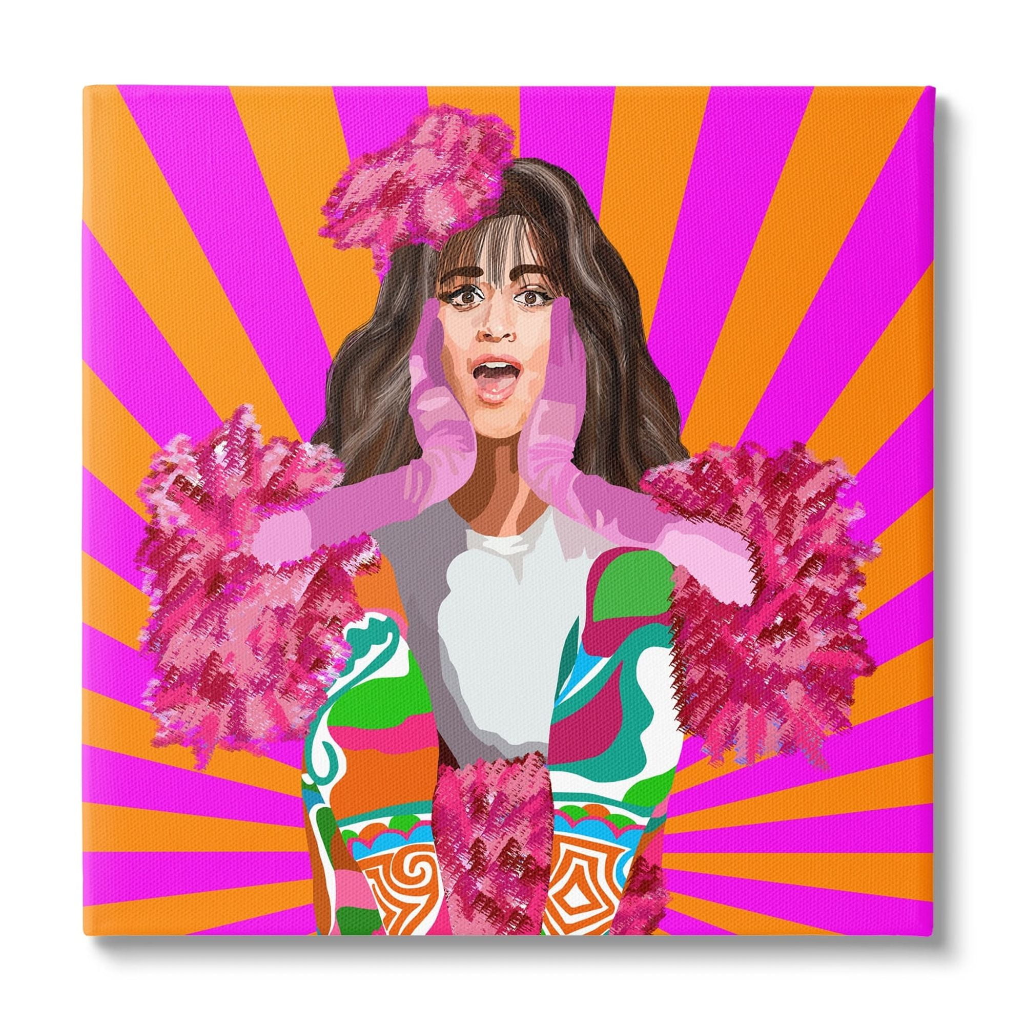 Stupell Industries Bold Pink Orange Stripes Camilla Fashion Outfit , 17 x 17, Design by Lynnda Rakos
