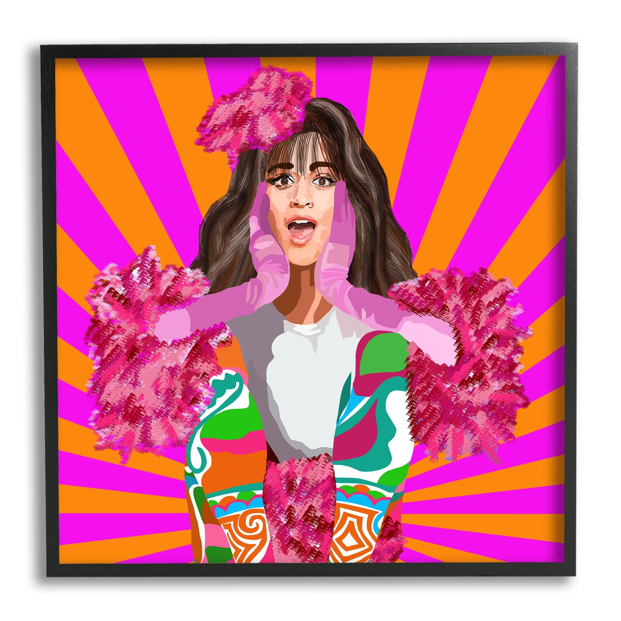 Stupell Industries Bold Pink Orange Stripes Camilla Fashion Outfit , 17 x 30, Design by Lynnda Rakos